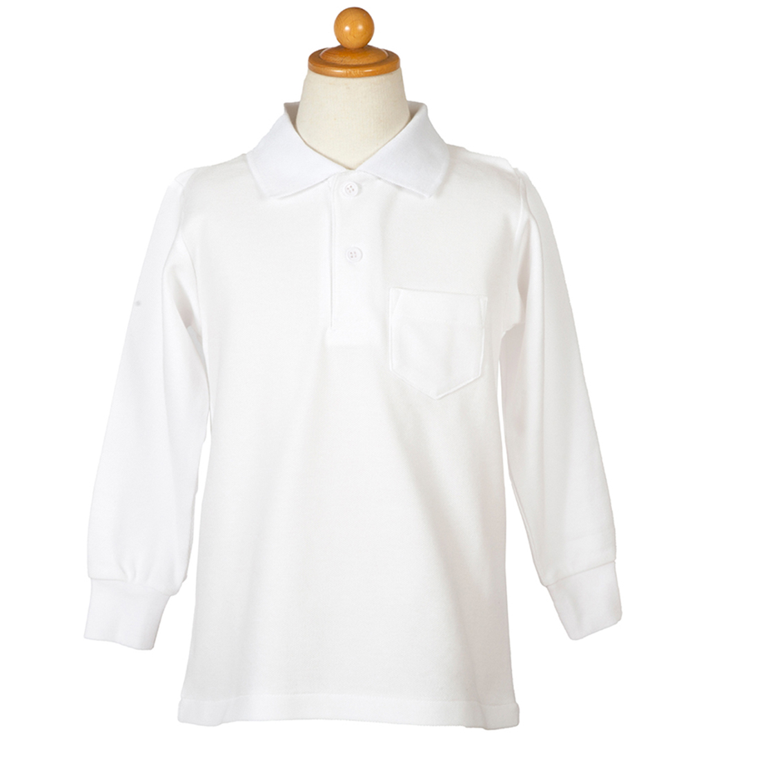幼稚園受験用 長袖かのこポロシャツ 白 90・95サイズ お着替えしやすい